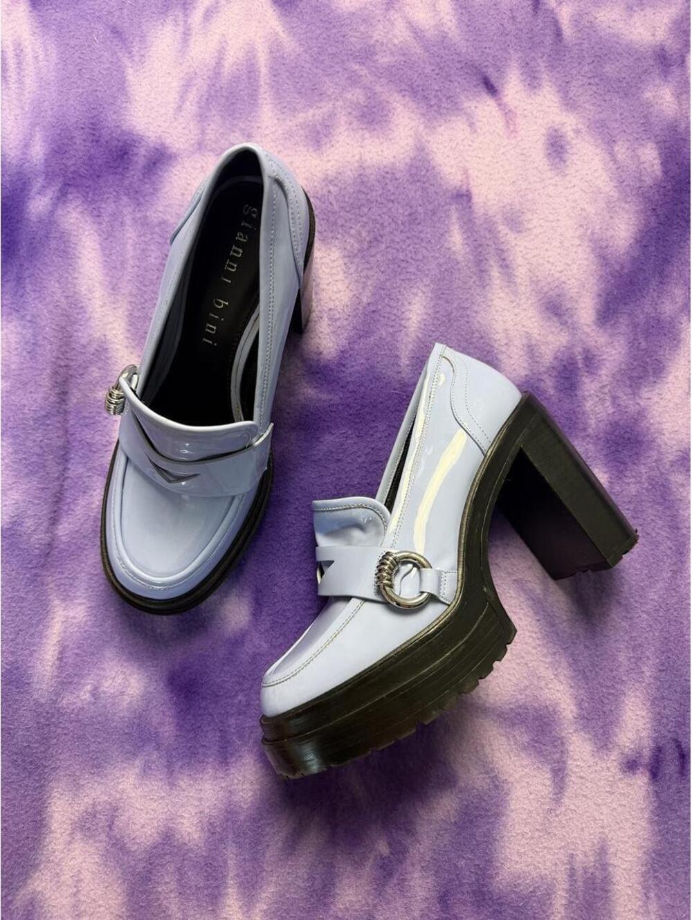 Gianni Bini lavender light blue / black chunky platform loafers